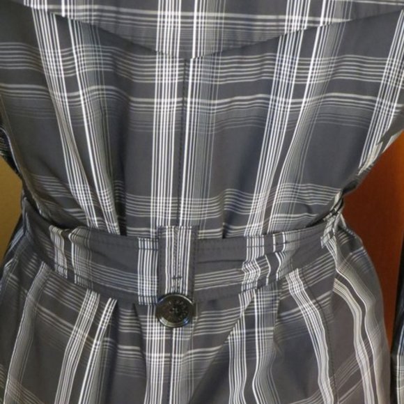 Esprit Black and White Plaid Trench Plaid Coat - Picture 3 of 3